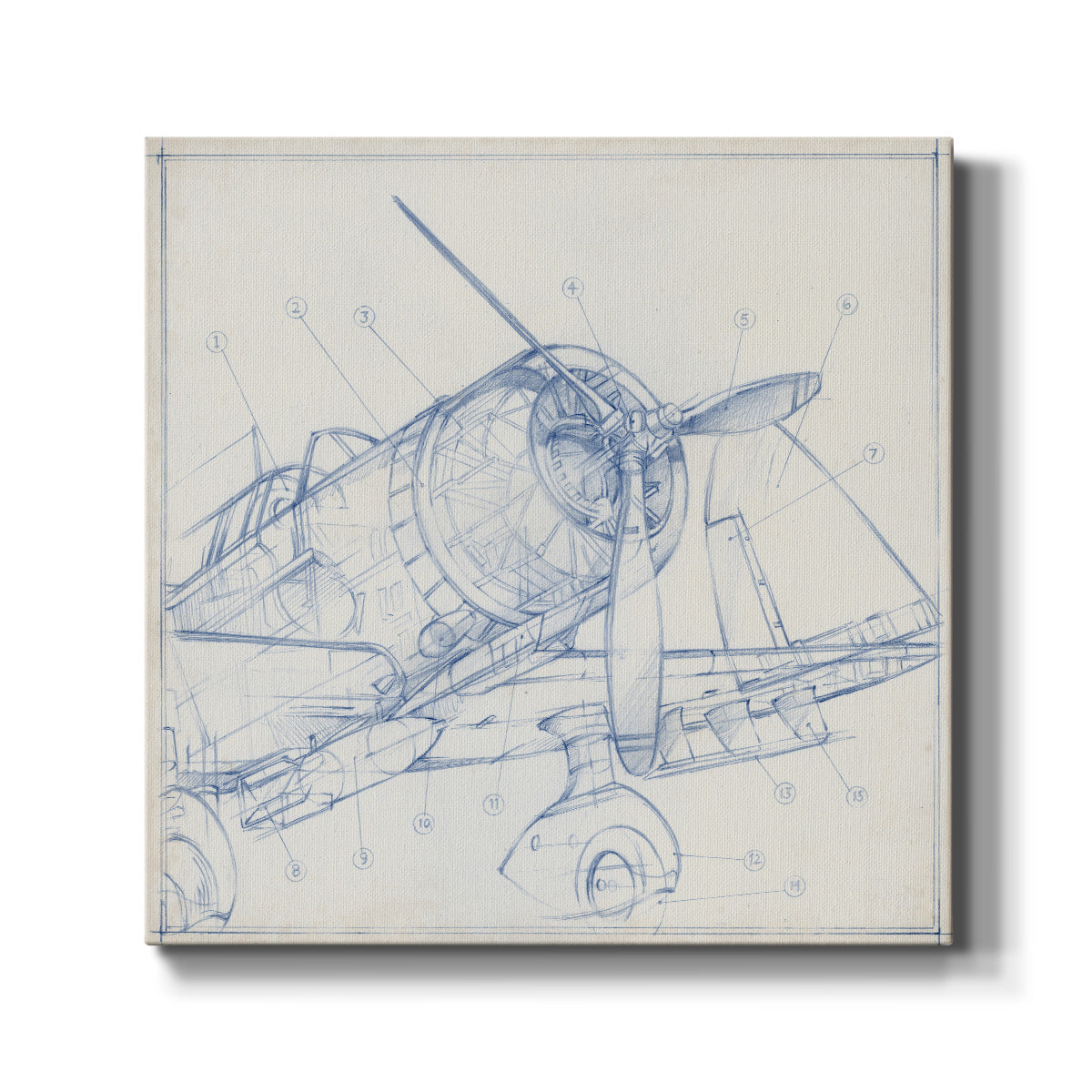 Airplane Mechanical Sketch I - Canvas Art Print