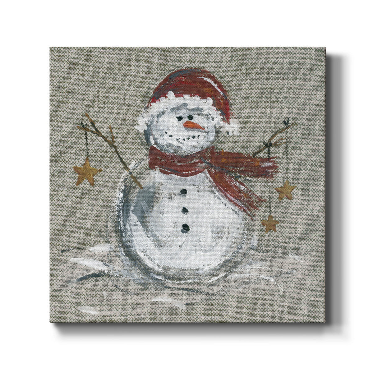 Linen Snowman I-Premium Gallery Wrapped Canvas - Ready to Hang