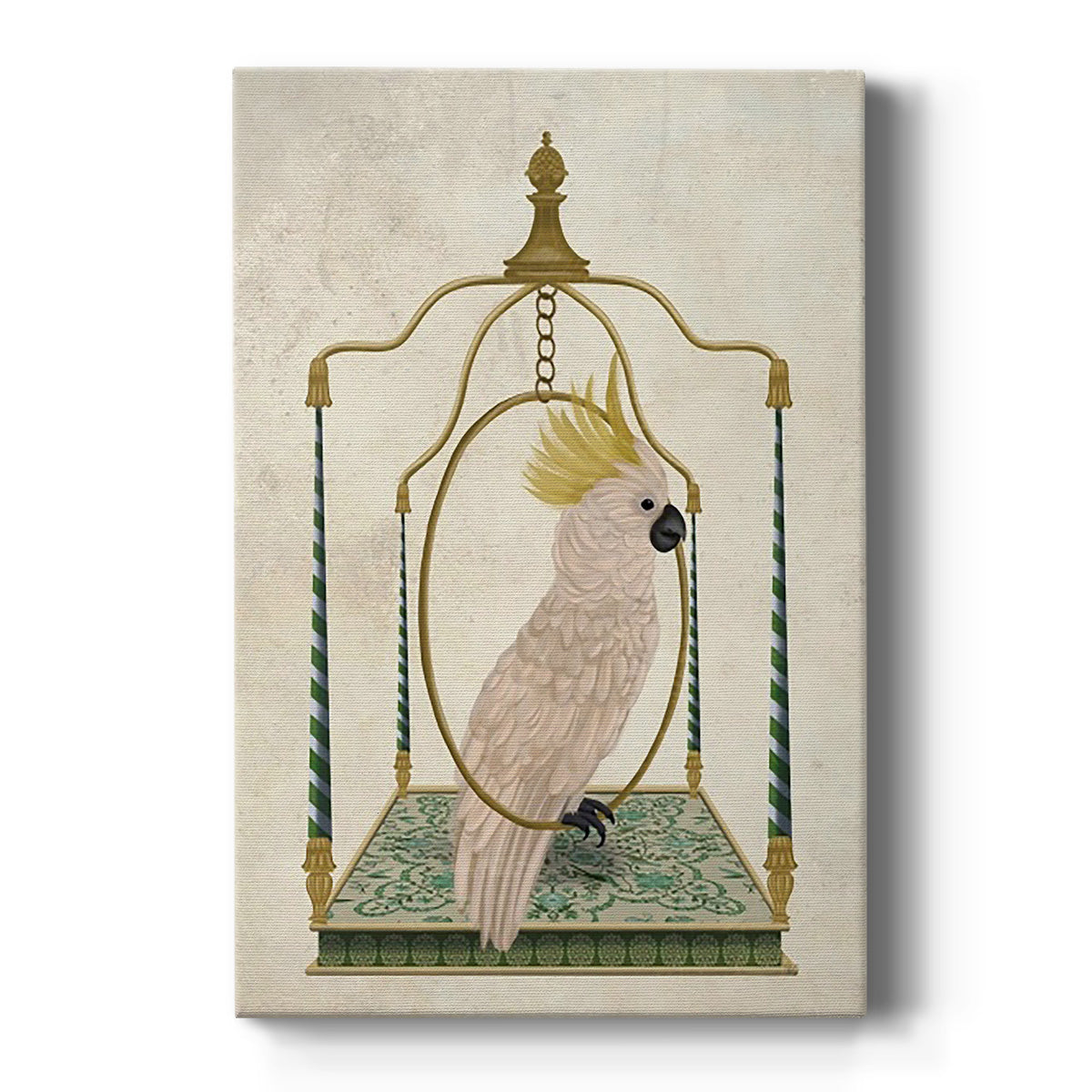 White Cockatoo on Swing - Canvas Art Print