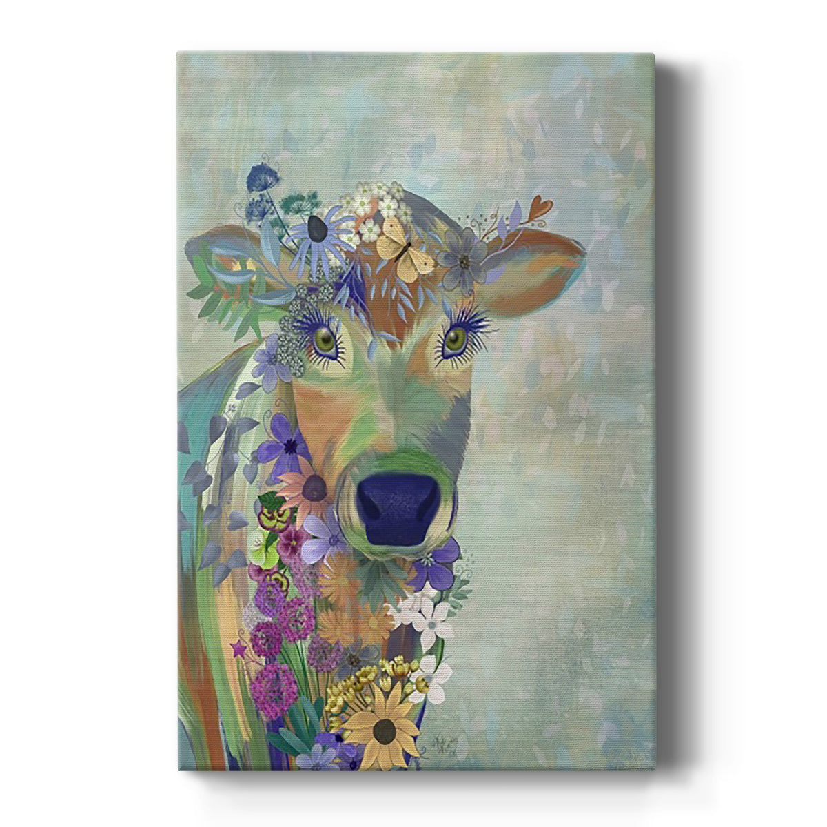 Fantastic Florals Cow Premium Gallery Wrapped Canvas - Ready to Hang