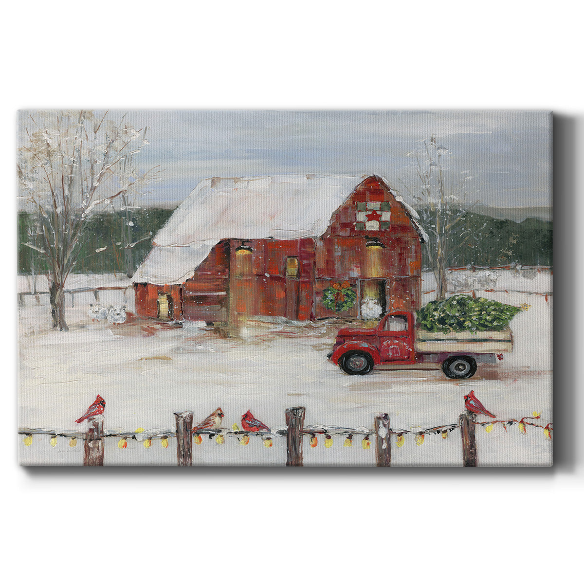Christmas Farmyard Premium Gallery Wrapped Canvas - Ready to Hang