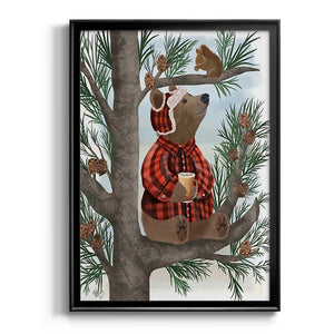 Lumberjack Bear Pine Tree Coffee Break Premium Framed Print - Ready to Hang