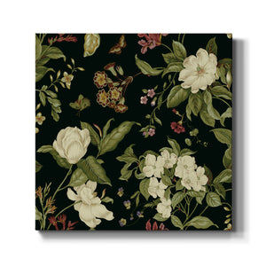 Garden Floral on Black I-Premium Gallery Wrapped Canvas - Ready to Hang