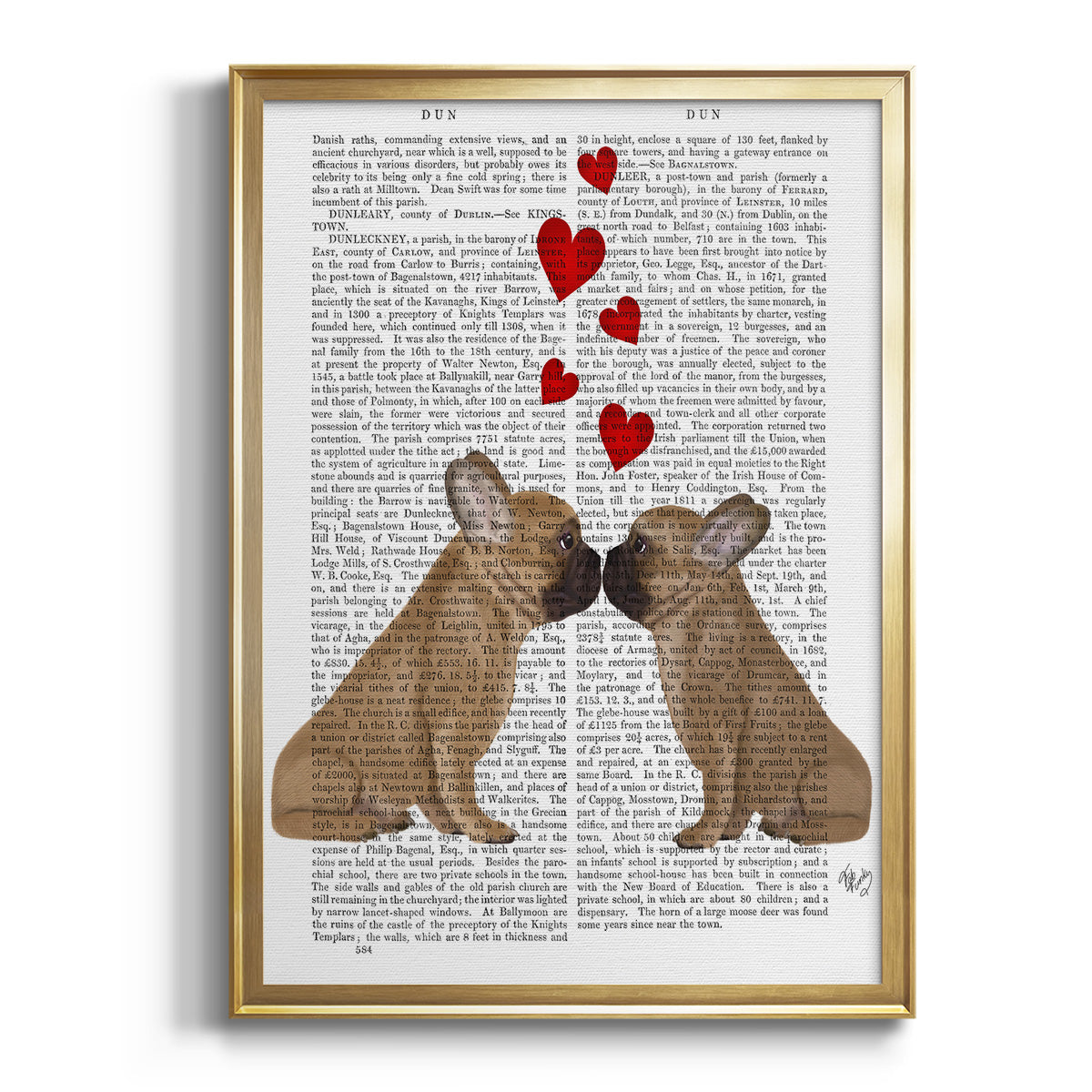 French Kiss and Hearts Premium Framed Print - Ready to Hang