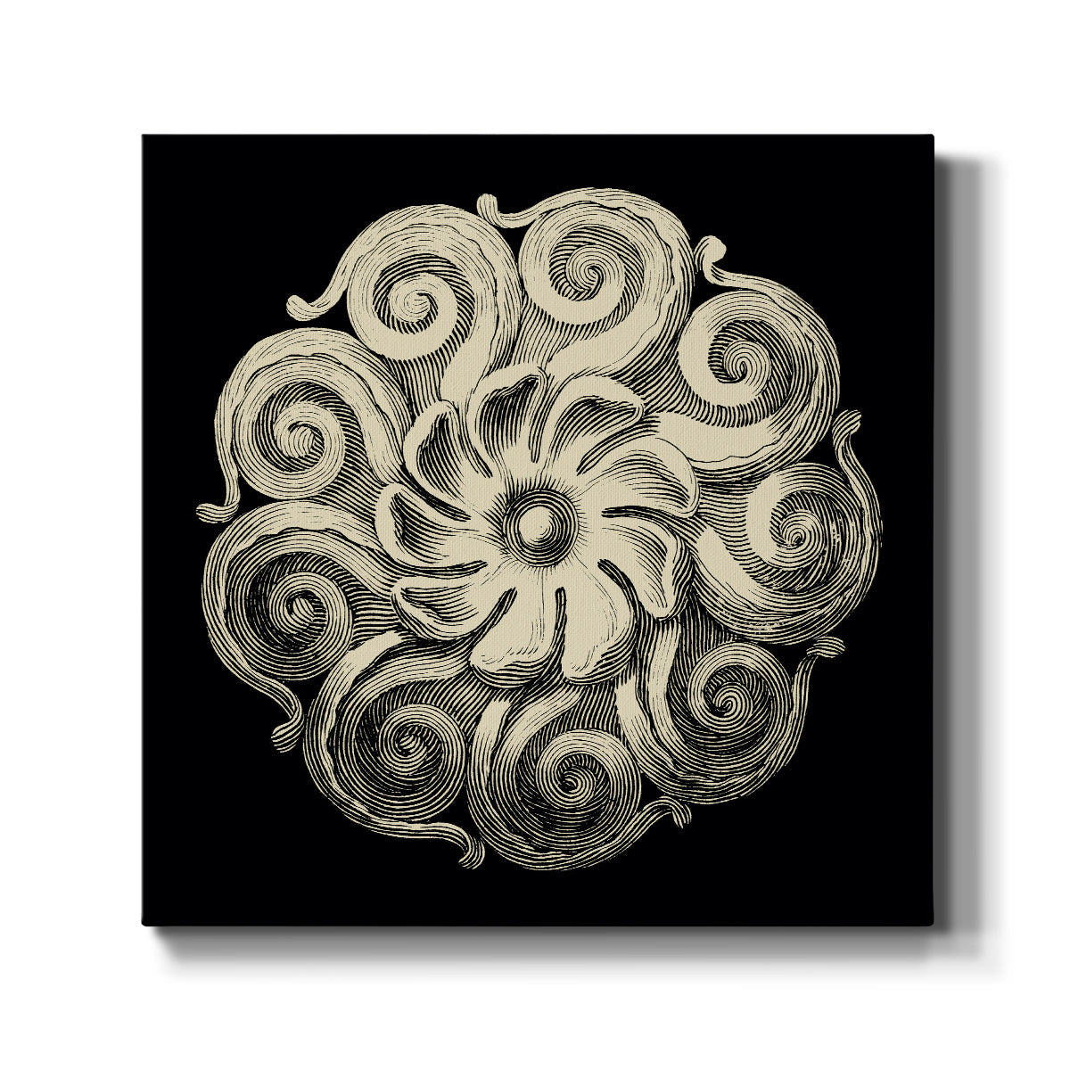 Black and Tan Rosette I - Canvas Art Print