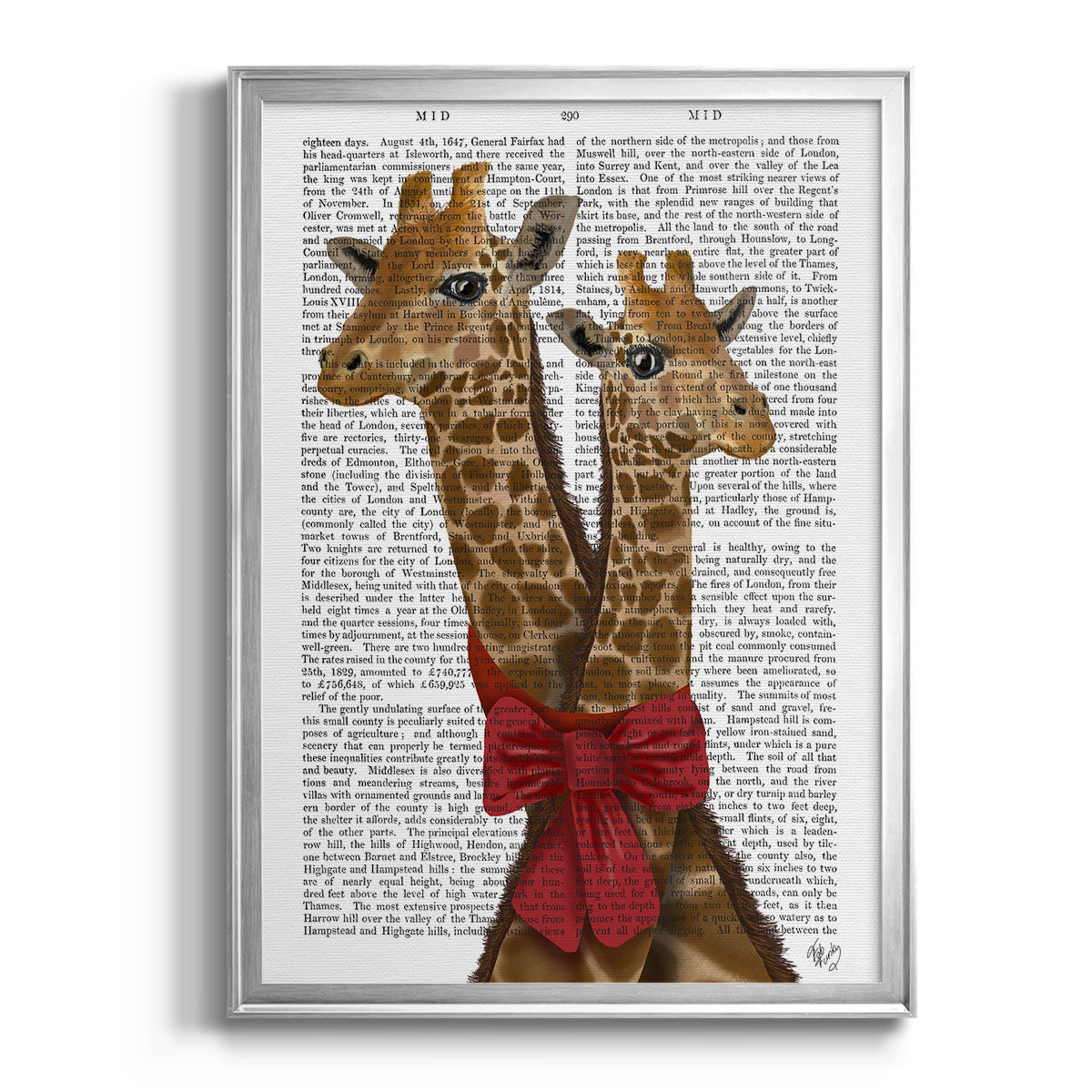 Giraffes and Bow Premium Framed Print - Ready to Hang