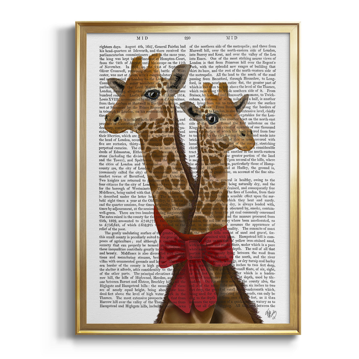 Giraffes and Bow Premium Framed Print - Ready to Hang