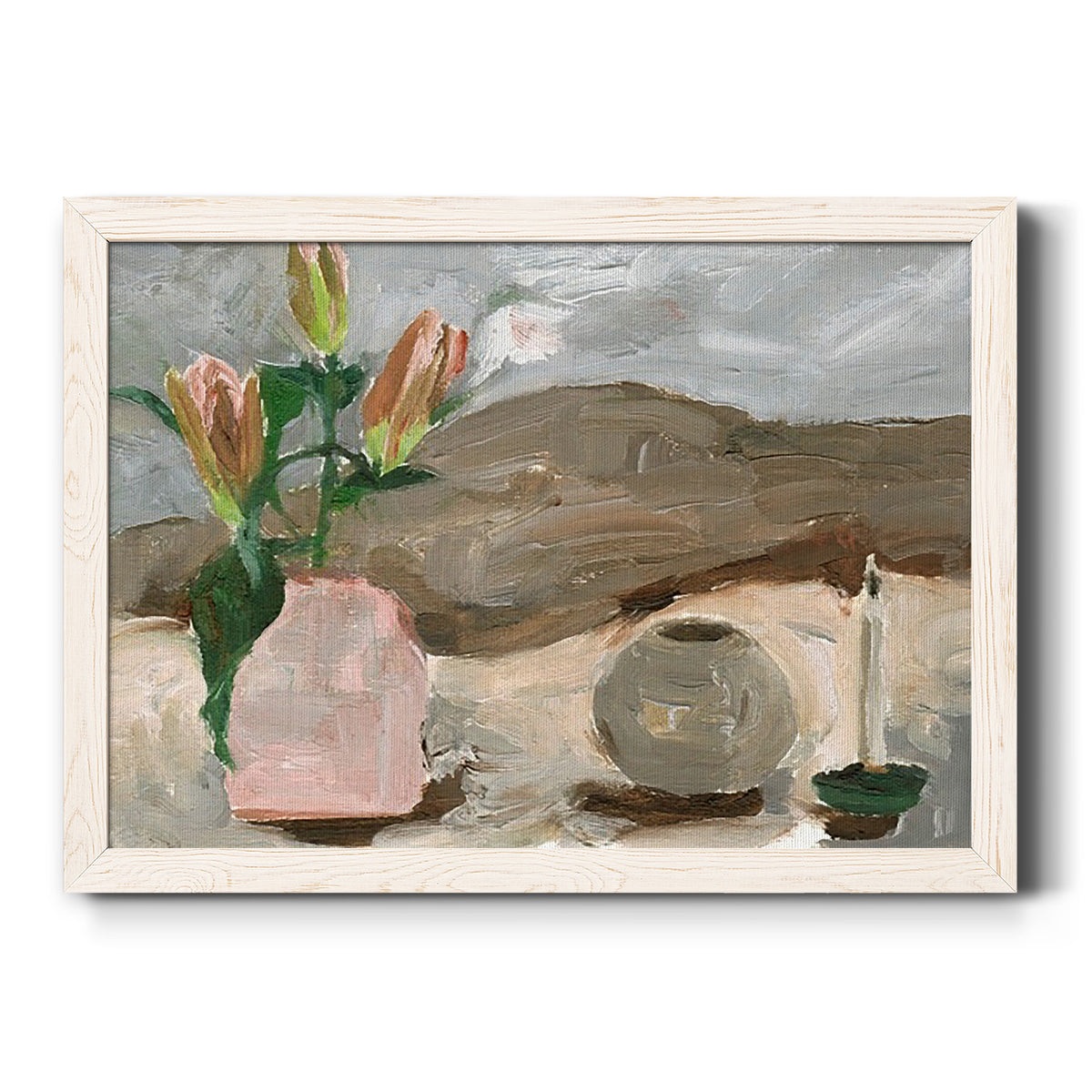 Vase of Pink Flowers V-Premium Framed Canvas - Ready to Hang