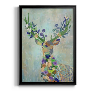 Fantastic Florals Deer, Portrait Premium Framed Print - Ready to Hang