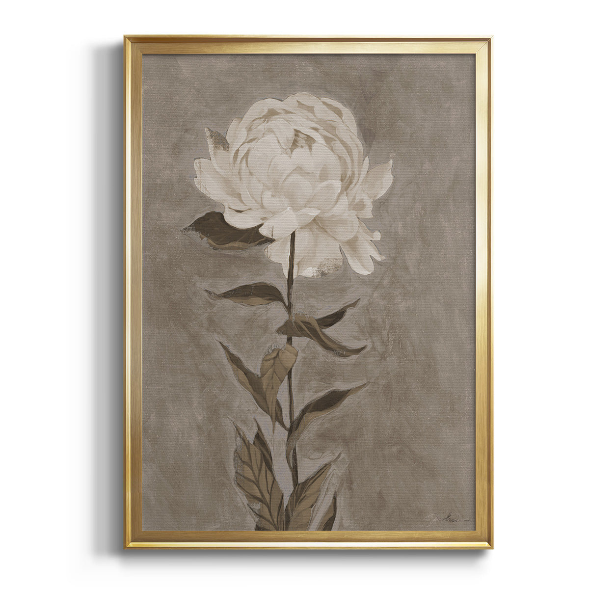 Sepia Botanical Journal I - Modern Framed Canvas Print