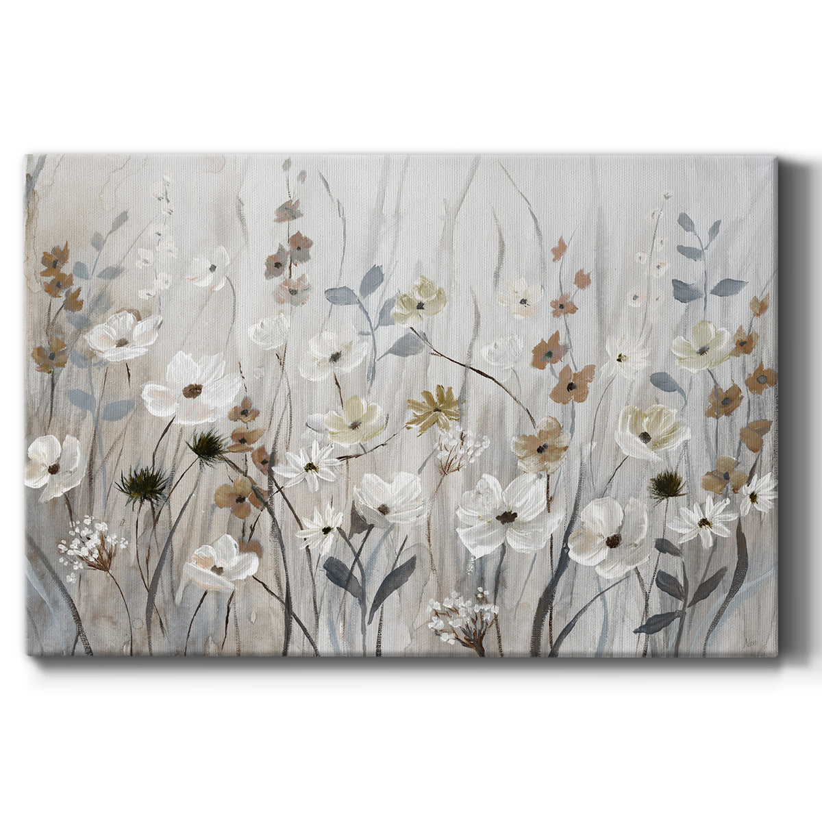 Misty Meadow Field - Canvas Art Print