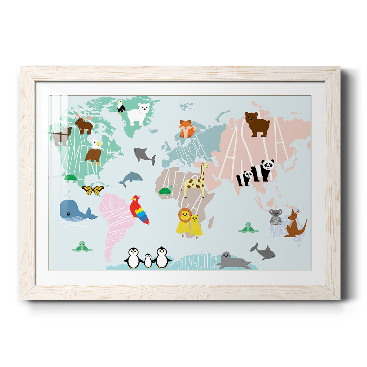 Animal Map-Premium Framed Print - Ready to Hang