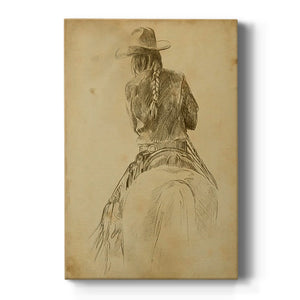 Cowgirl on Horseback I Premium Gallery Wrapped Canvas - Ready to Hang
