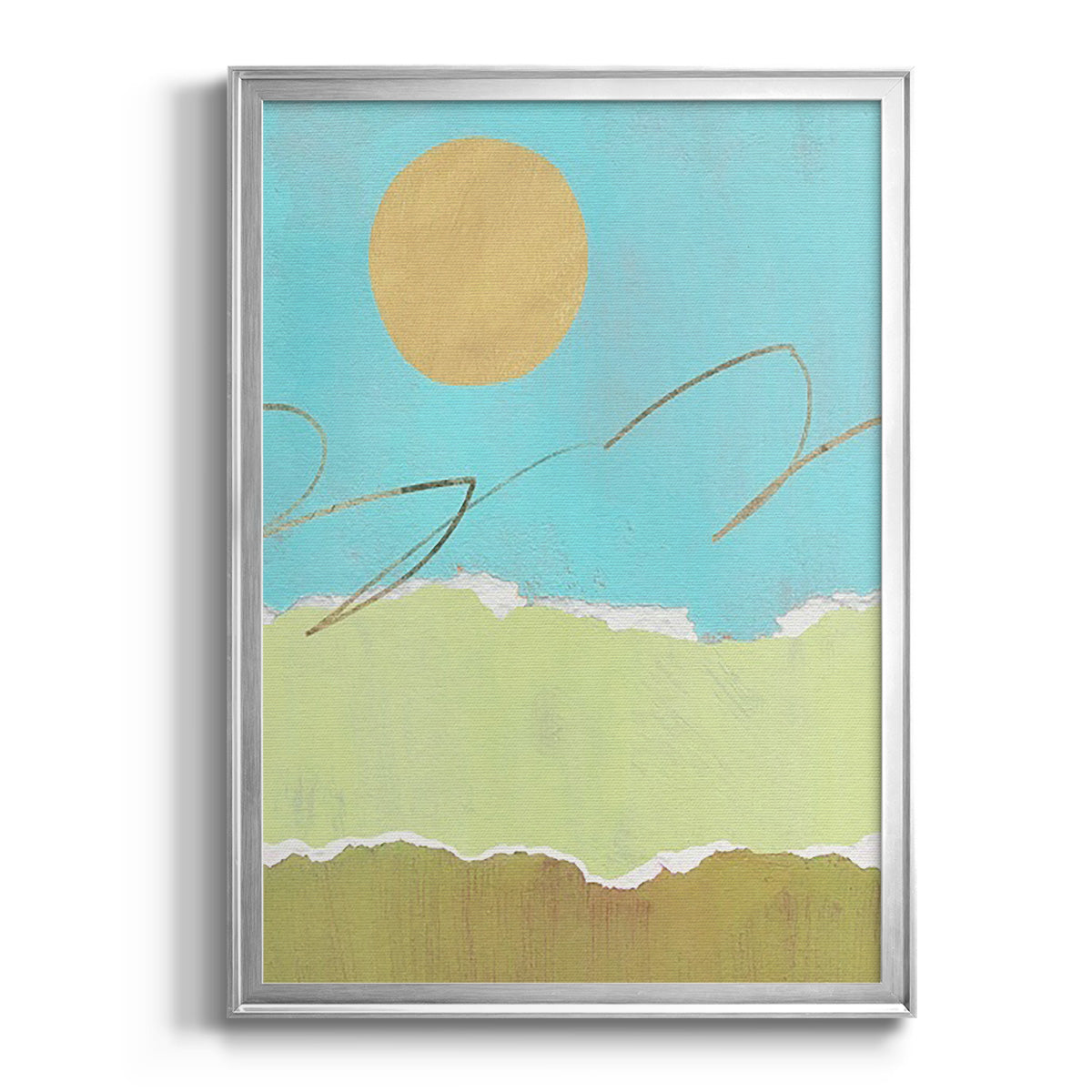 Green and Gold Pieced Landscape I Premium Framed Print - Ready to Hang