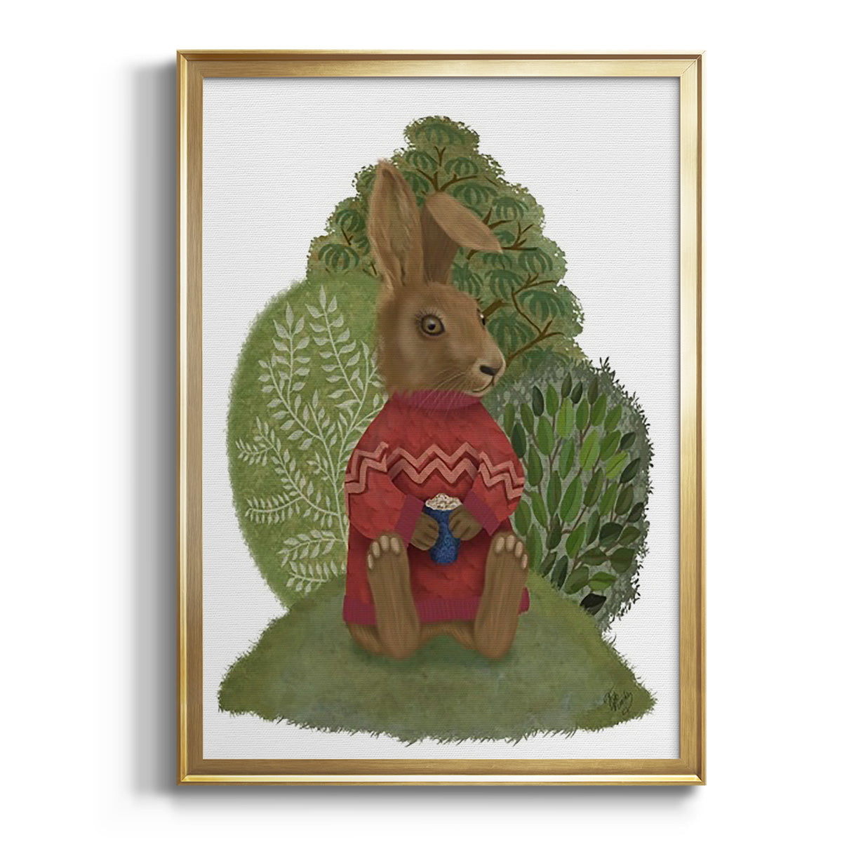 Latte Rabbit in Sweater Premium Framed Print - Ready to Hang