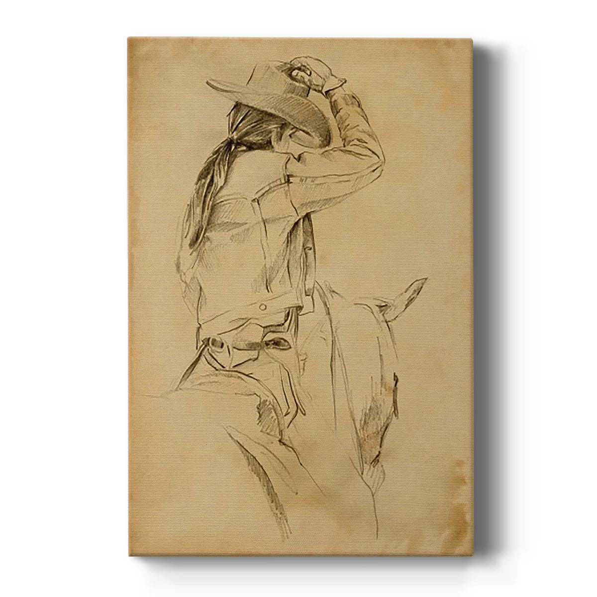 Cowgirl on Horseback II Premium Gallery Wrapped Canvas - Ready to Hang