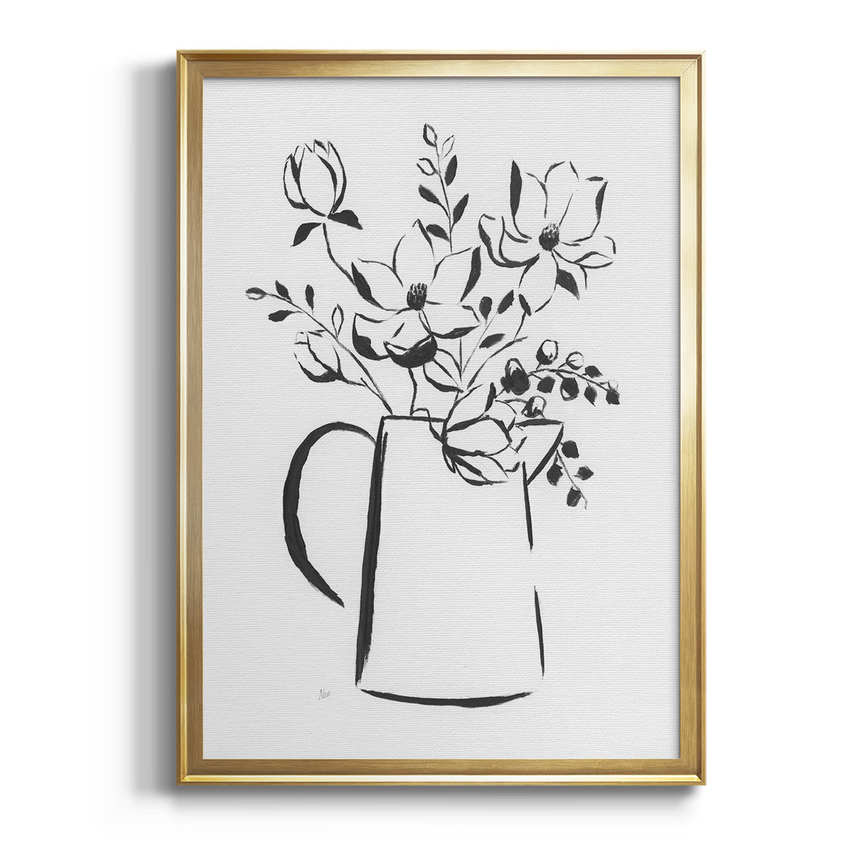 Sepia Botanical Journal I - Modern Framed Canvas Print