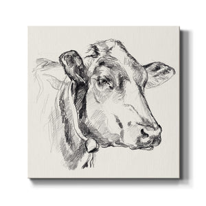 Holstein Portrait Sketch I-Premium Gallery Wrapped Canvas - Ready to Hang