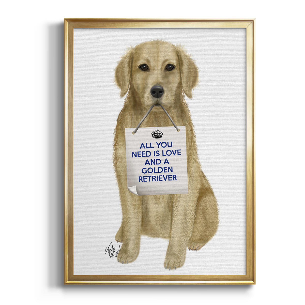 Love and Golden Retriever Premium Framed Print - Ready to Hang