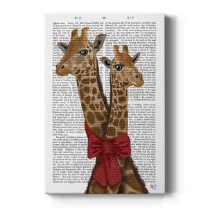 Giraffes and Bow Premium Gallery Wrapped Canvas - Ready to Hang