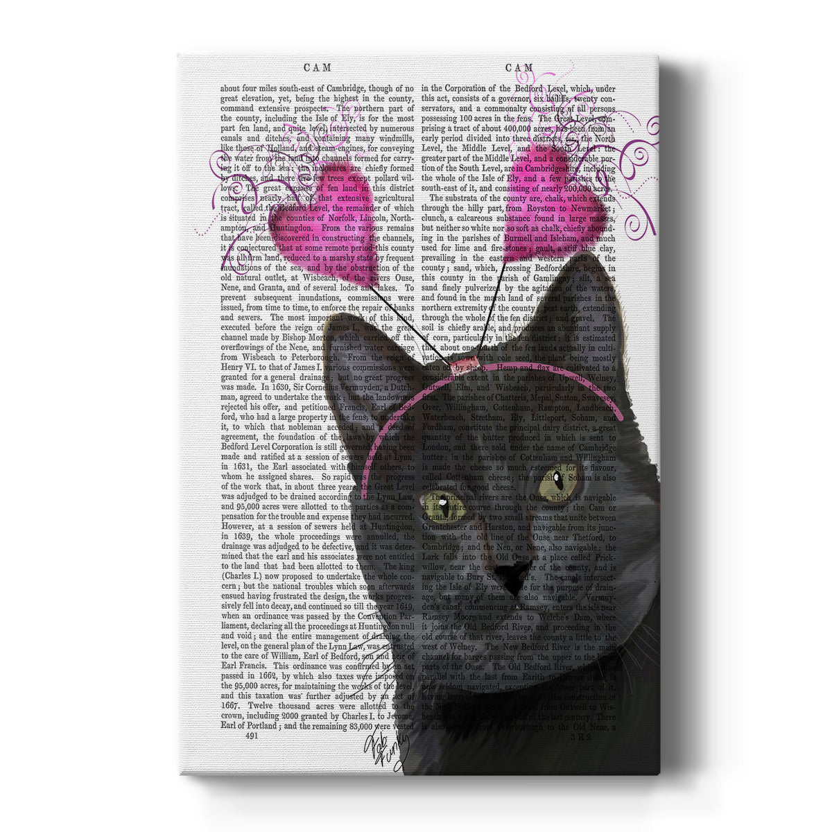 Black Cat Valentines Premium Gallery Wrapped Canvas - Ready to Hang