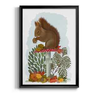 Red Squirrel On Mushroom Premium Framed Print - Ready to Hang