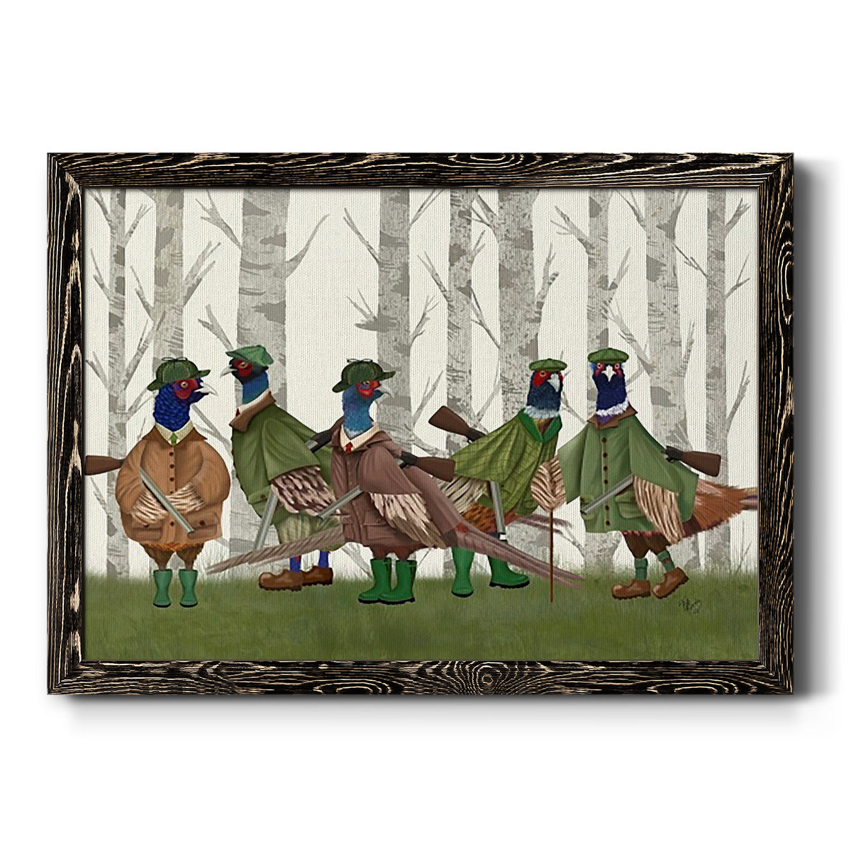 Pheasant Shooting Party Group 3-Premium Framed Canvas - Ready to Hang