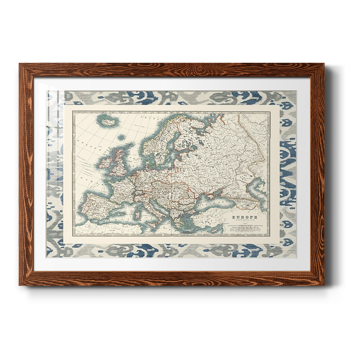 Bordered Map of Europe-Premium Framed Print - Ready to Hang