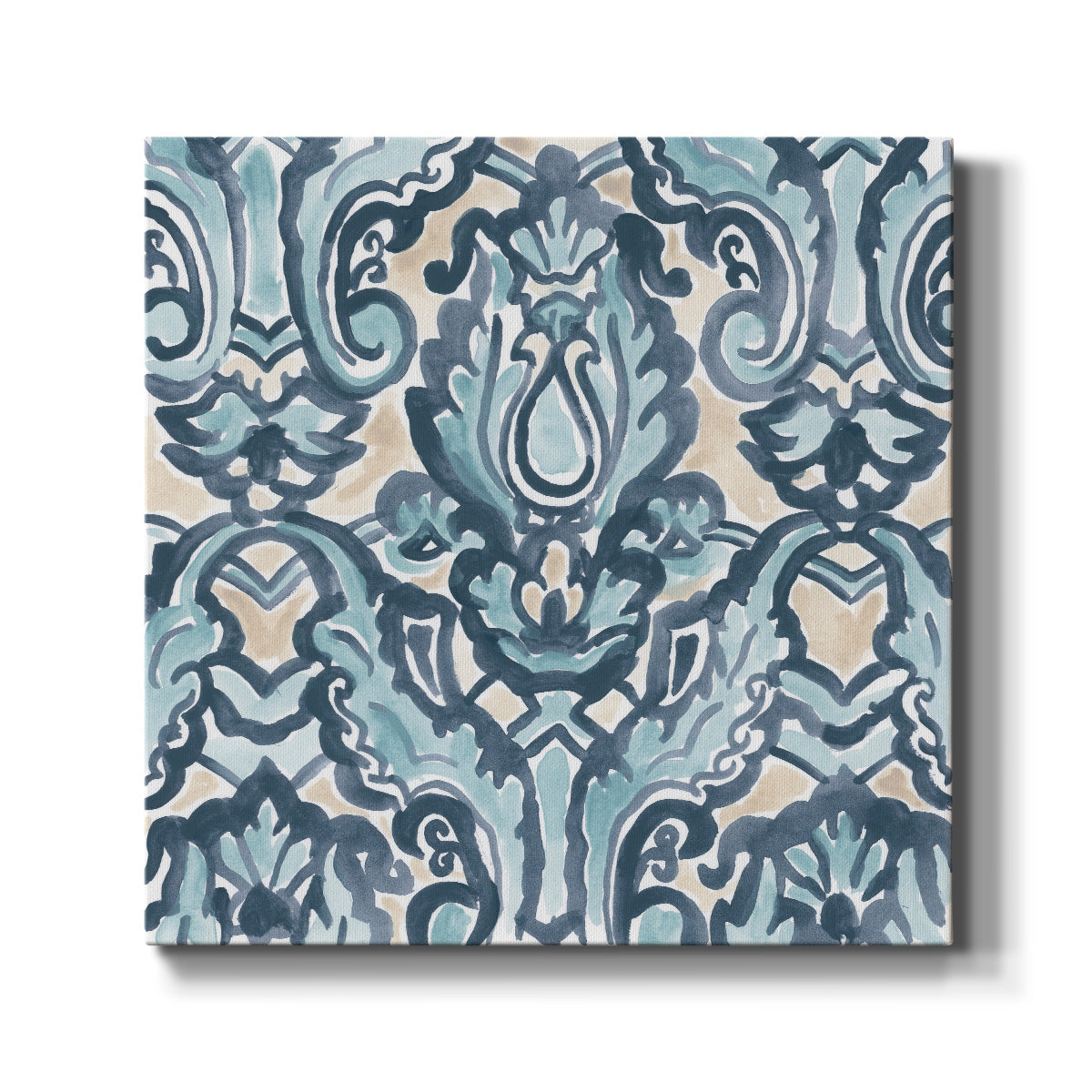 Blue & Khaki Motif III-Premium Gallery Wrapped Canvas - Ready to Hang
