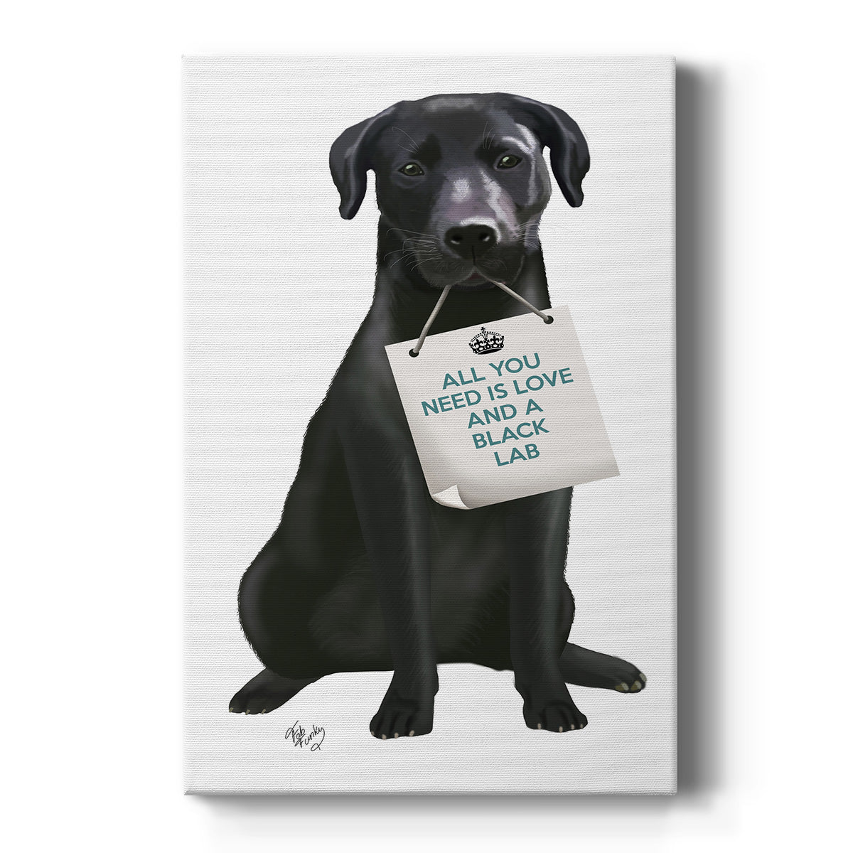 Love and Black Labrador Premium Gallery Wrapped Canvas - Ready to Hang