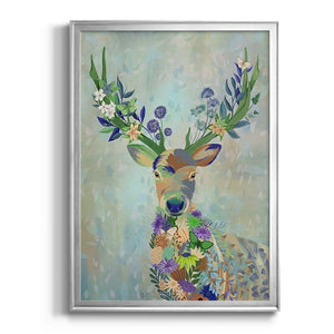 Fantastic Florals Deer, Portrait Premium Framed Print - Ready to Hang