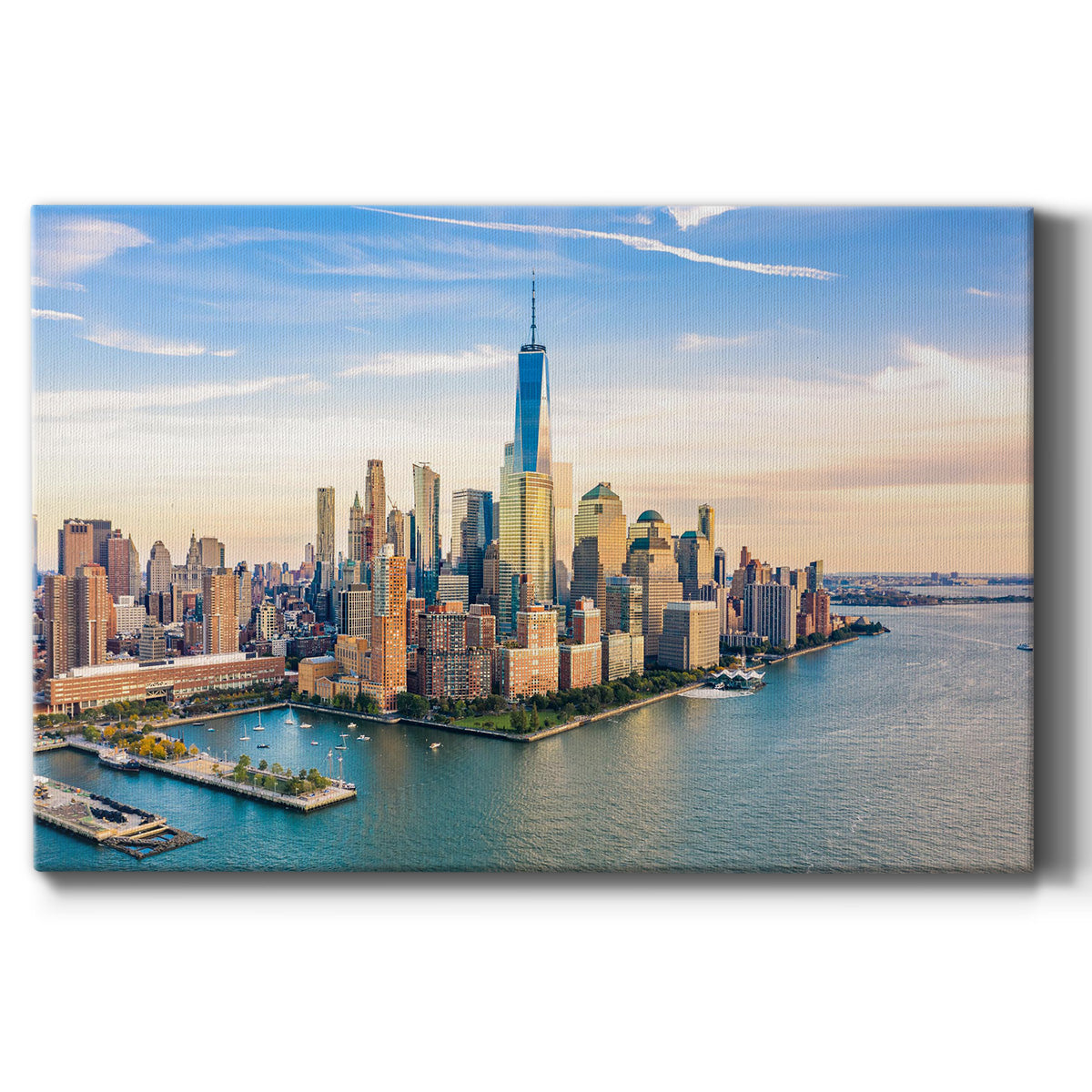 Aerial view of Lower Manhattan Premium Gallery Wrapped Canvas - Ready to Hang