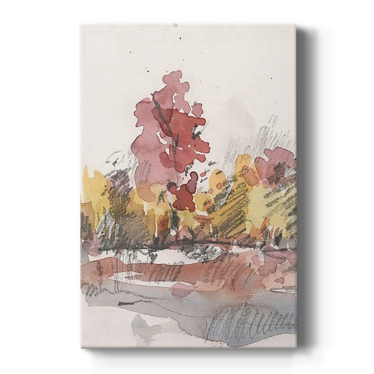 Watercolor Treeline Sketch I Premium Gallery Wrapped Canvas - Ready to Hang
