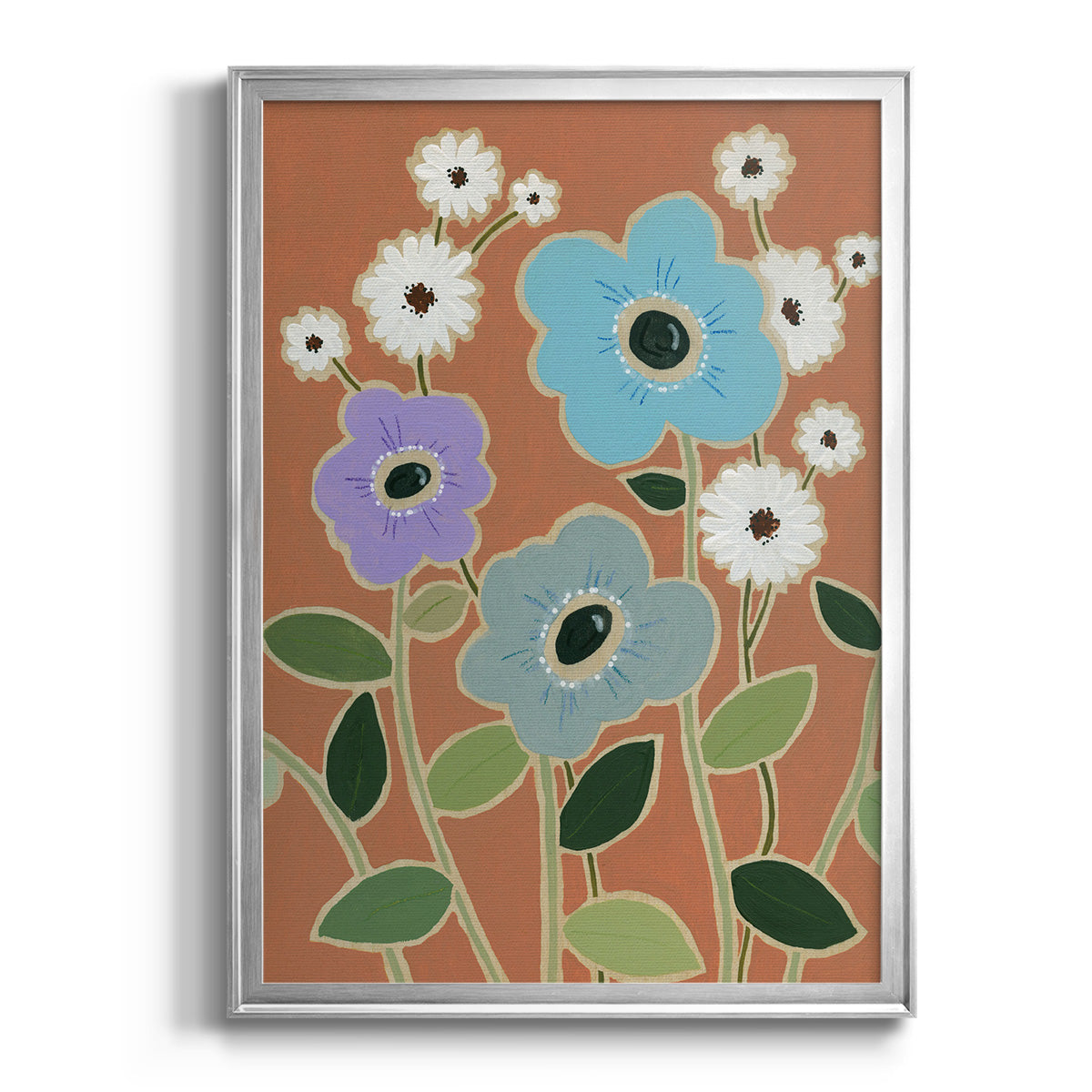 Woodblock Floral IV Premium Framed Print - Ready to Hang