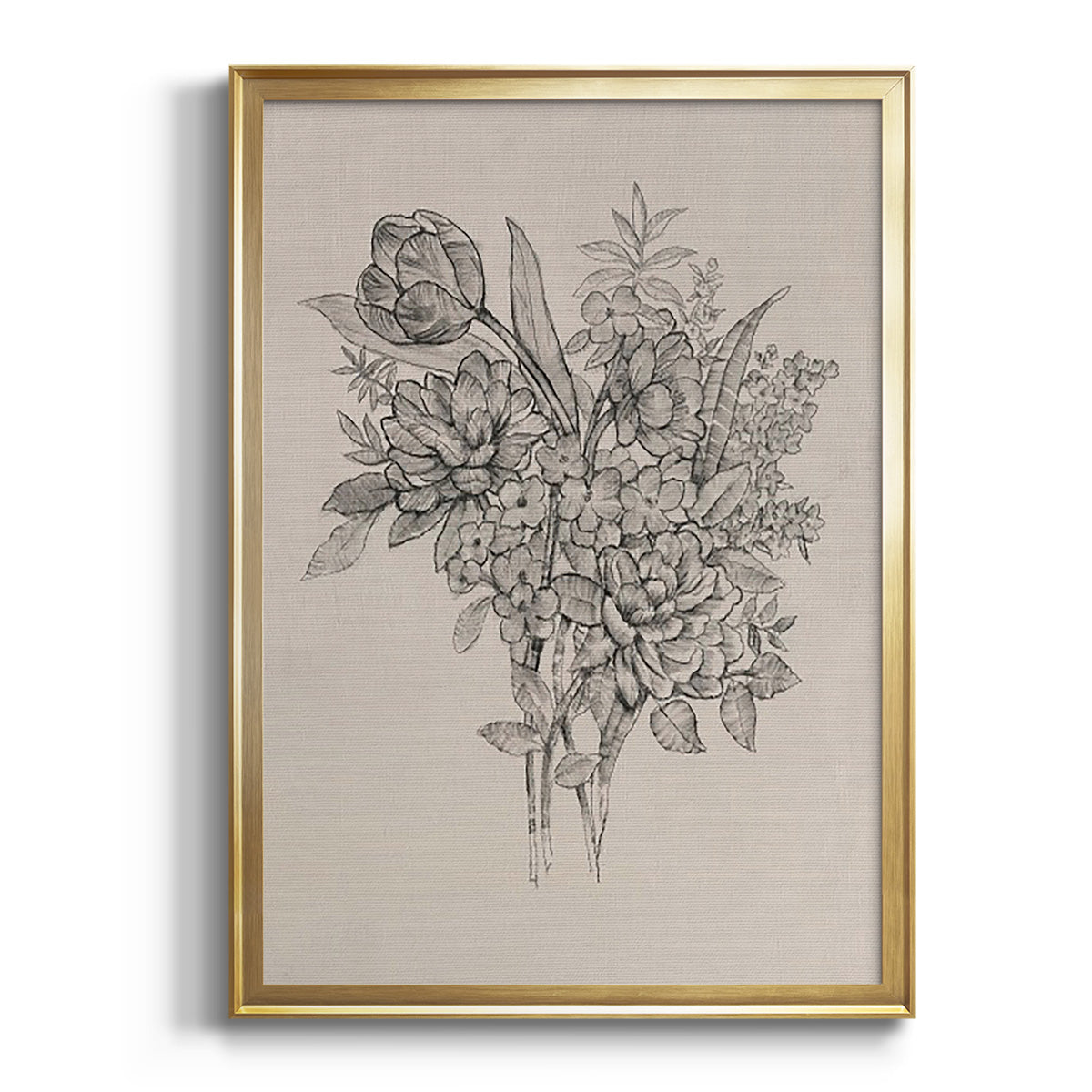 Sepia Botanical Journal I - Modern Framed Canvas Print