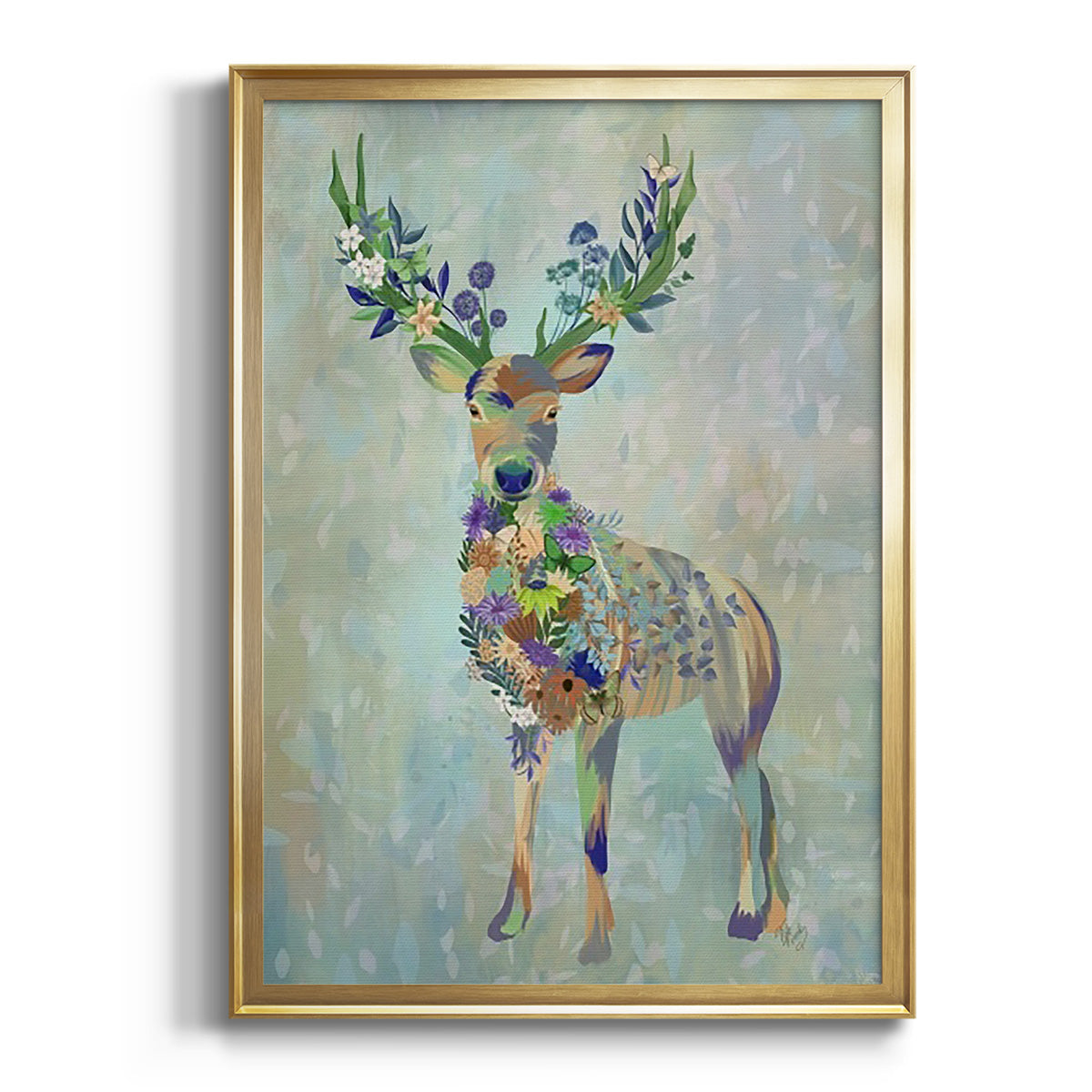 Fantastic Florals Deer, Full Premium Framed Print - Ready to Hang
