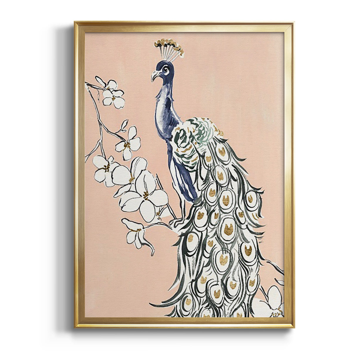 Peacock in Gold IV Premium Framed Print - Ready to Hang