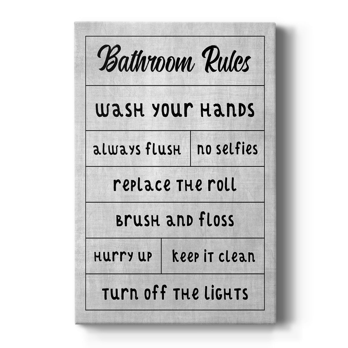 Simple Bathroom Rules - Canvas Art Print