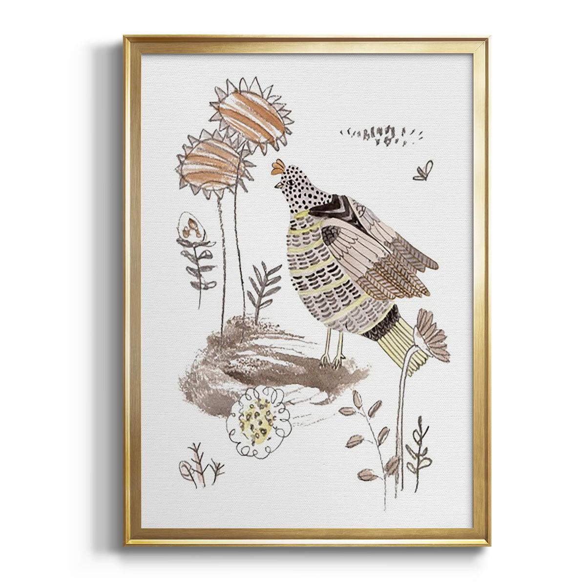 Sepia Botanical Journal I - Modern Framed Canvas Print