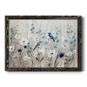 Bluebirds in Spring-Premium Framed Canvas - Ready to Hang