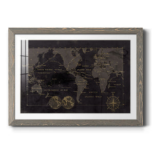 Black Gold Map-Premium Framed Print - Ready to Hang