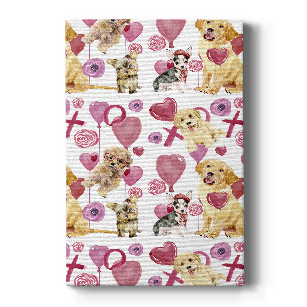 Puppy Valentine Collection E Premium Gallery Wrapped Canvas - Ready to Hang