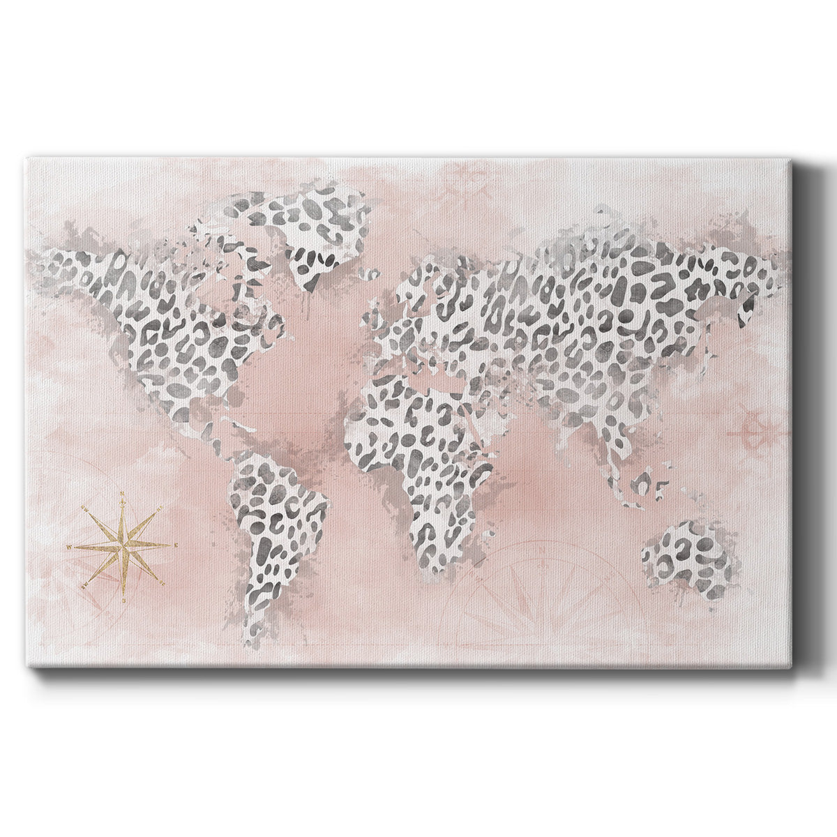 Pink Cheetah Map Premium Gallery Wrapped Canvas - Ready to Hang