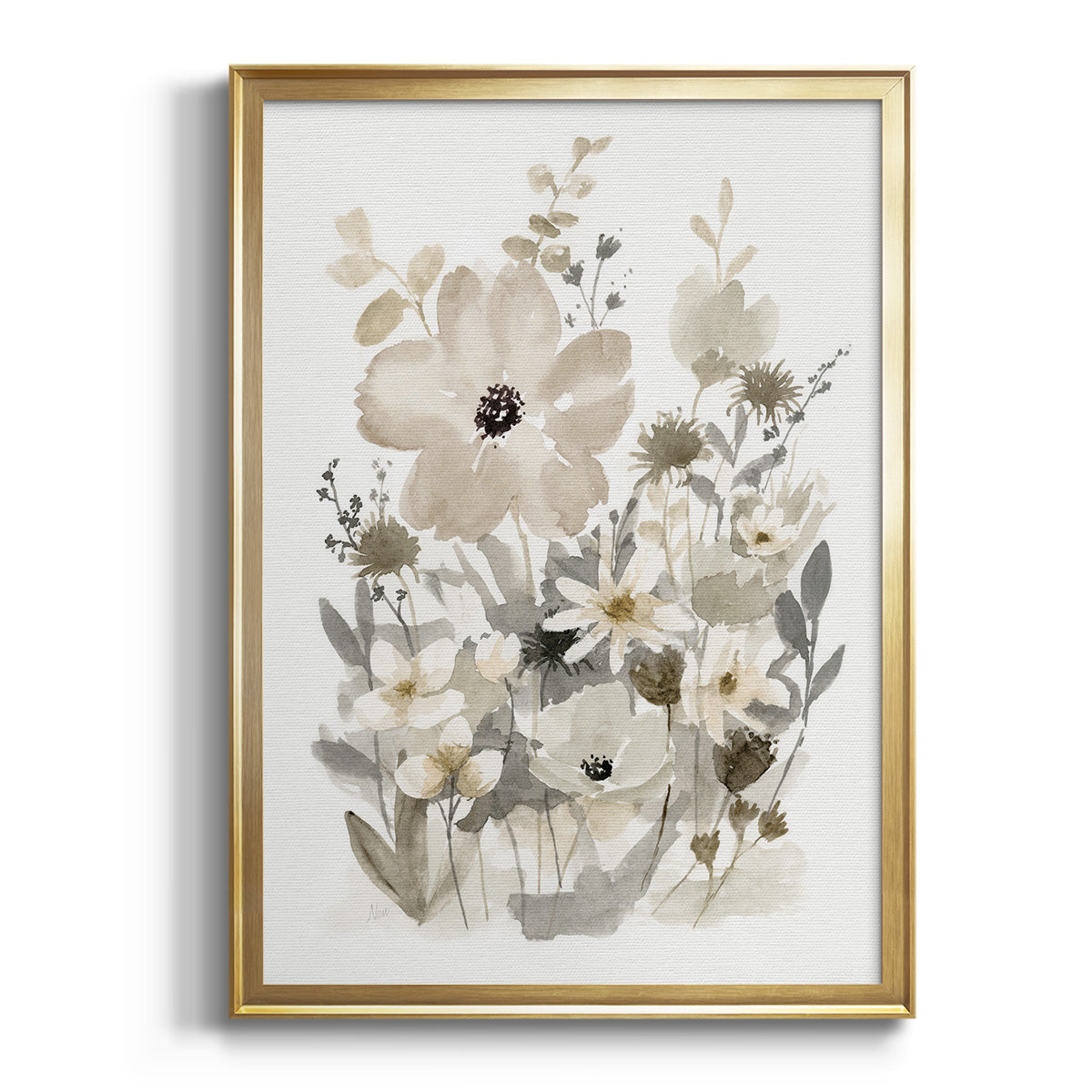 Sepia Botanical Journal I - Modern Framed Canvas Print