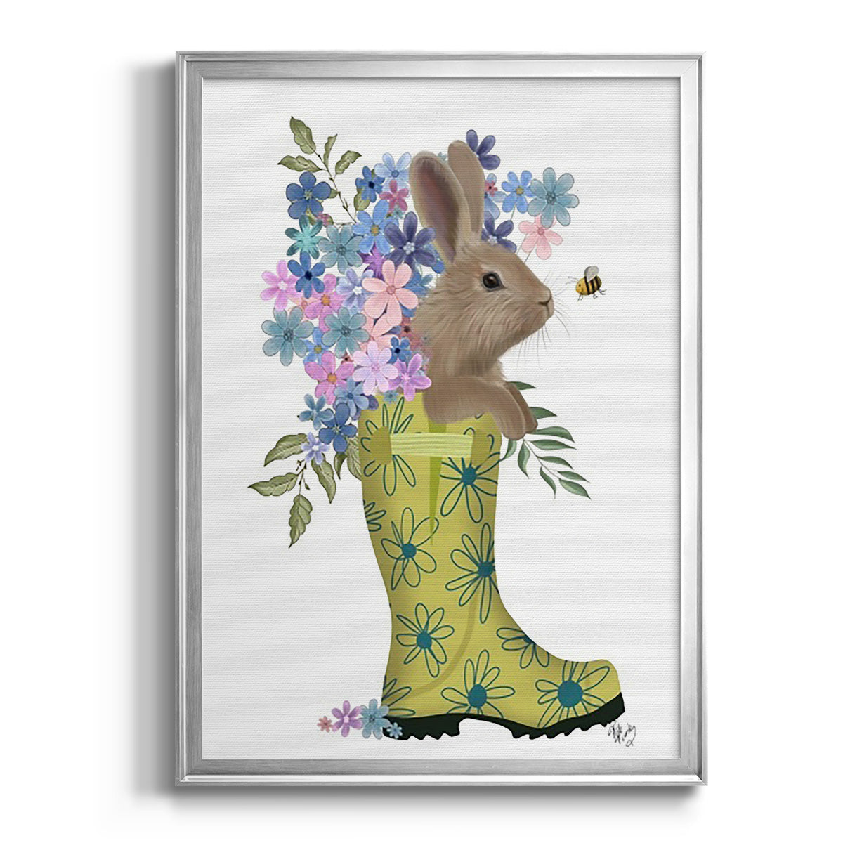 Welly Bunny And Bee Premium Framed Print - Ready to Hang