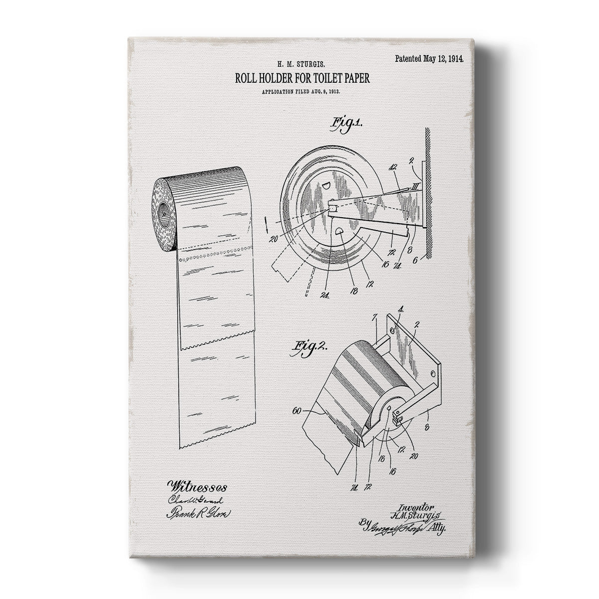 Toilet Paper Patent III Premium Gallery Wrapped Canvas - Ready to Hang