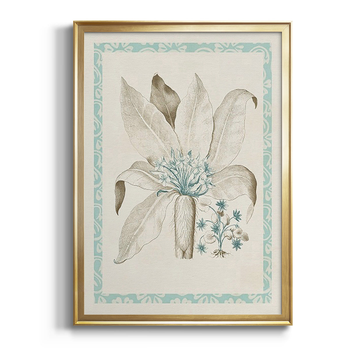 Sepia Botanical Journal I - Modern Framed Canvas Print