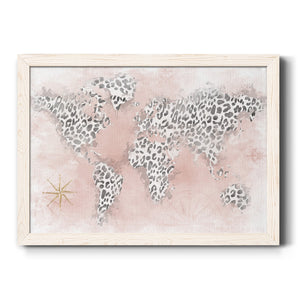 Pink Cheetah Map-Premium Framed Canvas - Ready to Hang