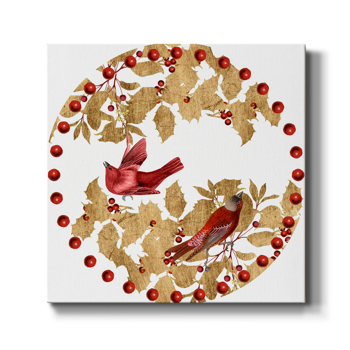 Red Bird Christmas Collection C - Canvas Art Print