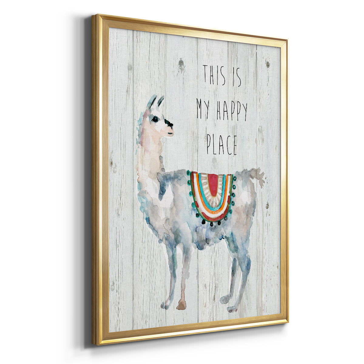 Llama Happy Place Premium Framed Print - Ready to Hang